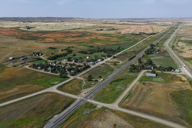 Aerial view of Parkbeg and the railway